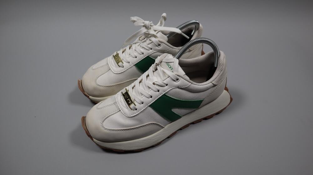 LUCKY STEP Women’s Platform Fashion Sneakers Grey Green Size 8M Retro Casual